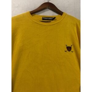 Vintage Polo Ralph Lauren Men's XXL Sweater 90's Yellow Polo Golf Crest Logo